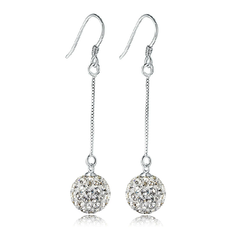 Silver fashionable long earrings for princess with tassels, bright catchy style