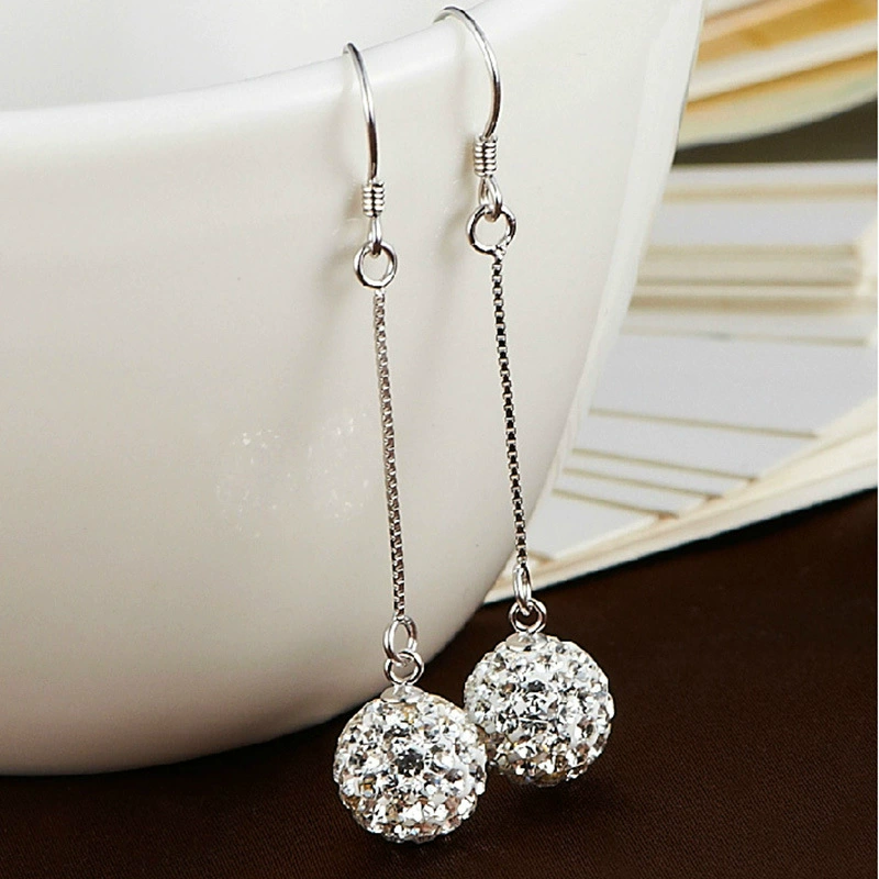 Silver fashionable long earrings for princess with tassels, bright catchy style
