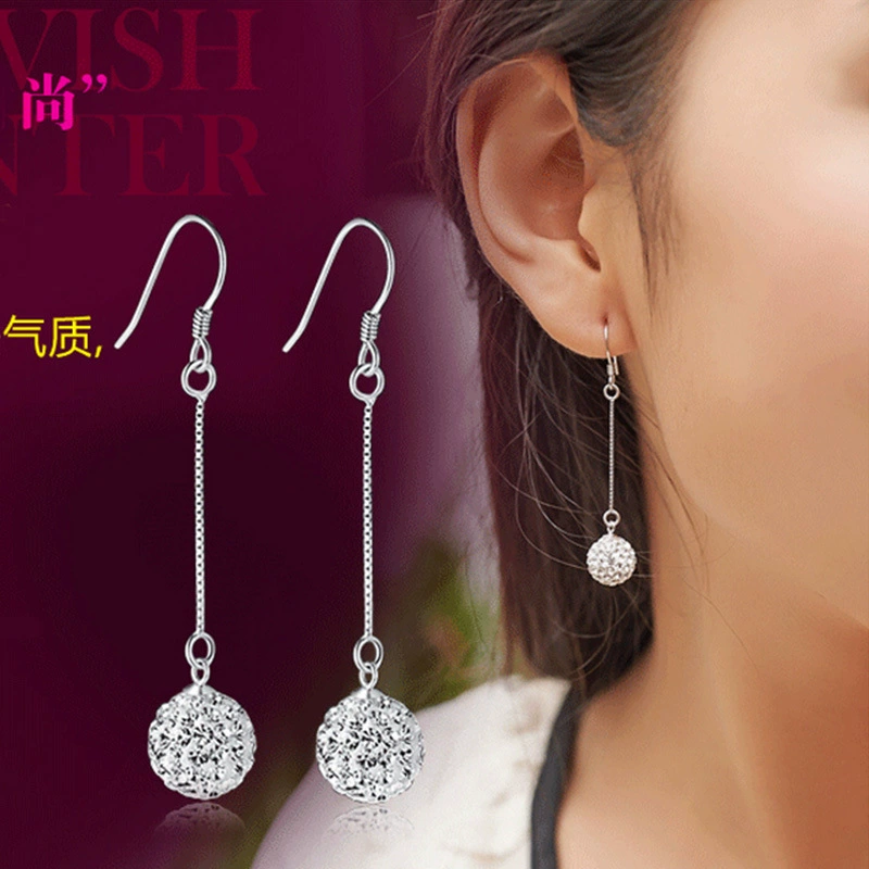 Silver fashionable long earrings for princess with tassels, bright catchy style