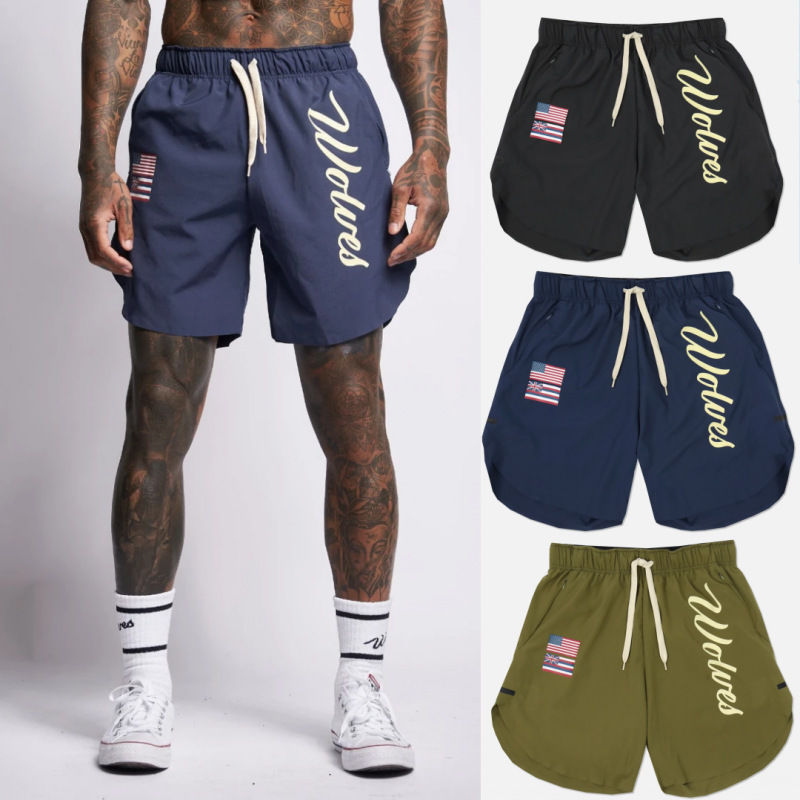 2020 New Muscular Men's Sports Bodybuilding Fitness Sports Casual Running Breathable Sweat-Wicking Shorts Dropshipping