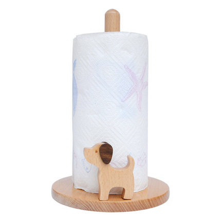 Titular de tejido de dibujos animados animal Haya simple vertical engrosada creativa de madera maciza libre de ponche de madera de escritorio titular de rollo de papel