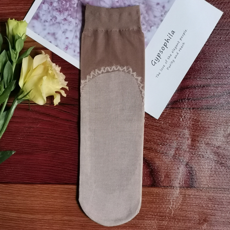 Medias de acero de dos generaciones con fondo acolchado de algodón de verano para mujer anti-enganche sudor-absorbente antideslizante terciopelo media pantorrilla calcetines cortos al por mayor