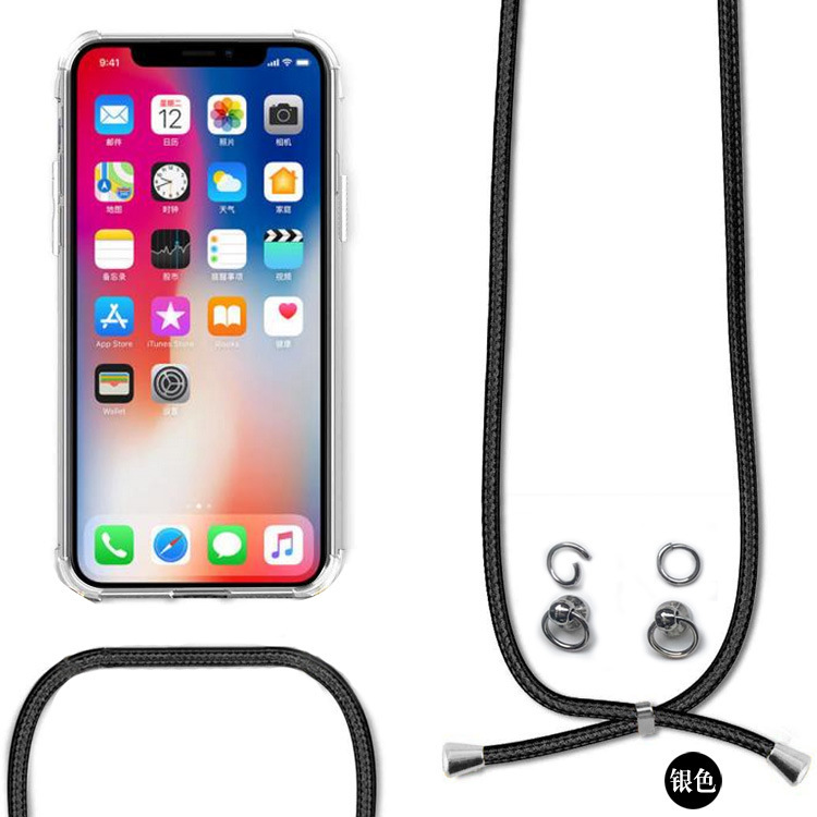 Suitable for Apple Iphone18Promax Four-Corner Anti-Fall Tpu with Lanyard Transparent 17 Phone Case Thickened Xsmax