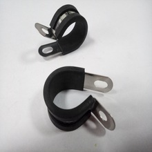 云阳县供应半包胶不锈钢线卡 Φ22R型连胶条卡箍304