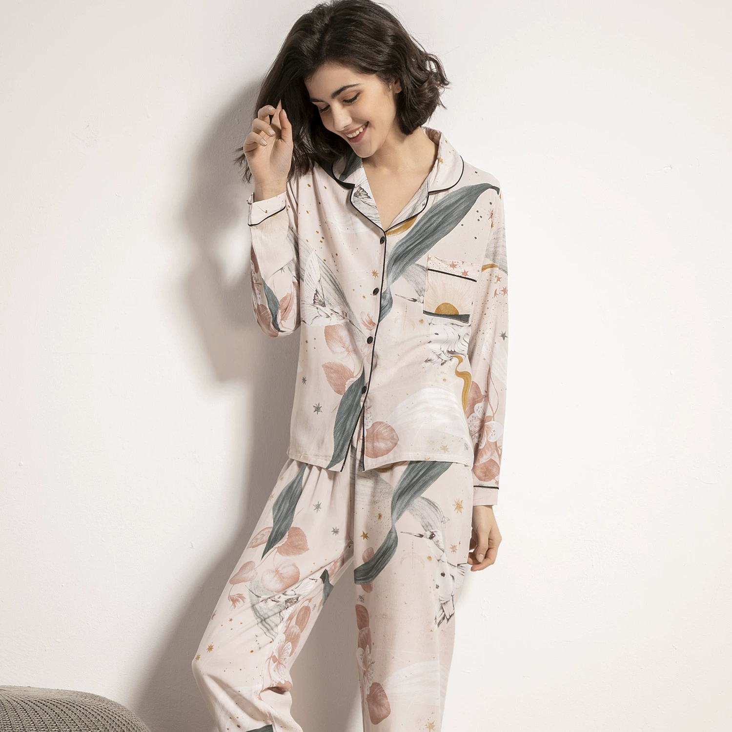 Summer thin long-sleeve, trousers, comfortable pijama