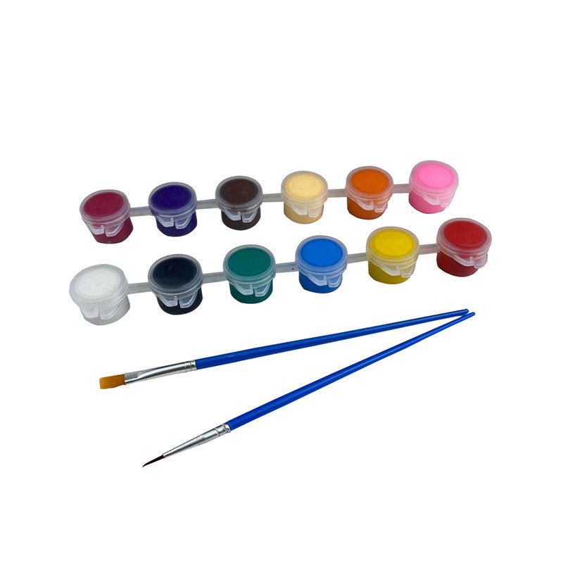 Fábrica al por mayor 3 ml 12 color conjoined pigmento acrílico placa pequeña caja traje principiante pintado a mano niños pintura de yeso