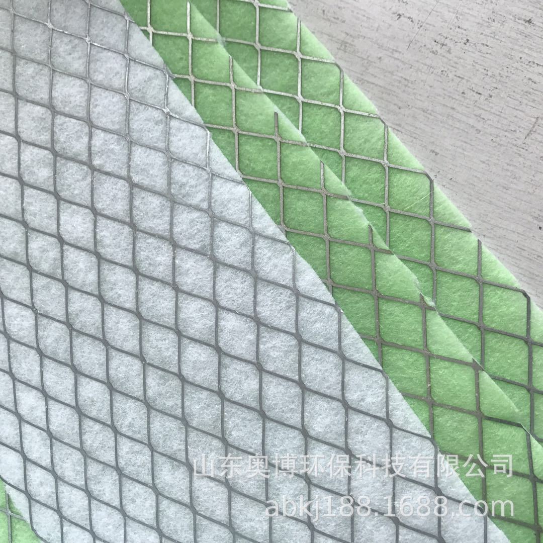 g4空气过滤材料绿白过滤棉  单面网白色初效滤料 菱形网过滤布