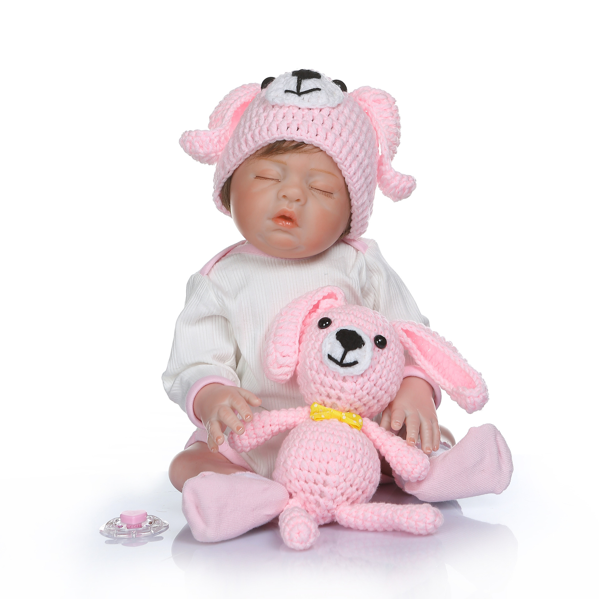 Nuevo pegamento completo simulación muñeca doble bebé muñeca de silicona juguete favorito de los niños