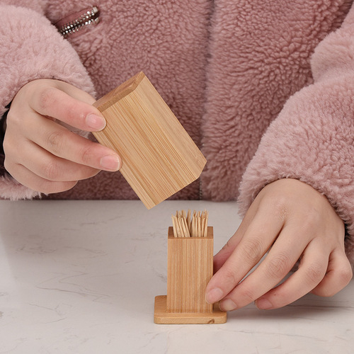 Creative toothpick box household bamboo toothpick tube engraved cotton swab tube hotel restaurant restaurant toothpick jar toothpick bottle