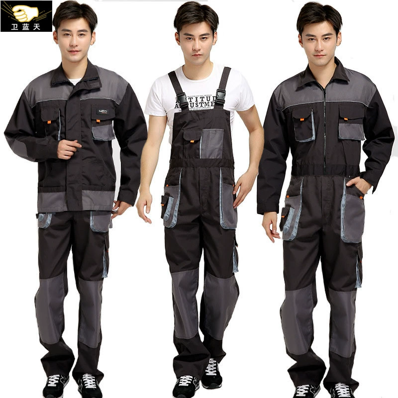 Work Overalls Coverall Suit, Gray One-Piece/Split Set, Multi-Pocket, Sizes S–4XL