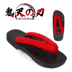 Clogs women's Japanese-style sandals Demon Slayer cos Japanese flip-flops thick-soled solid wood slippers summer non-slip flip-flops