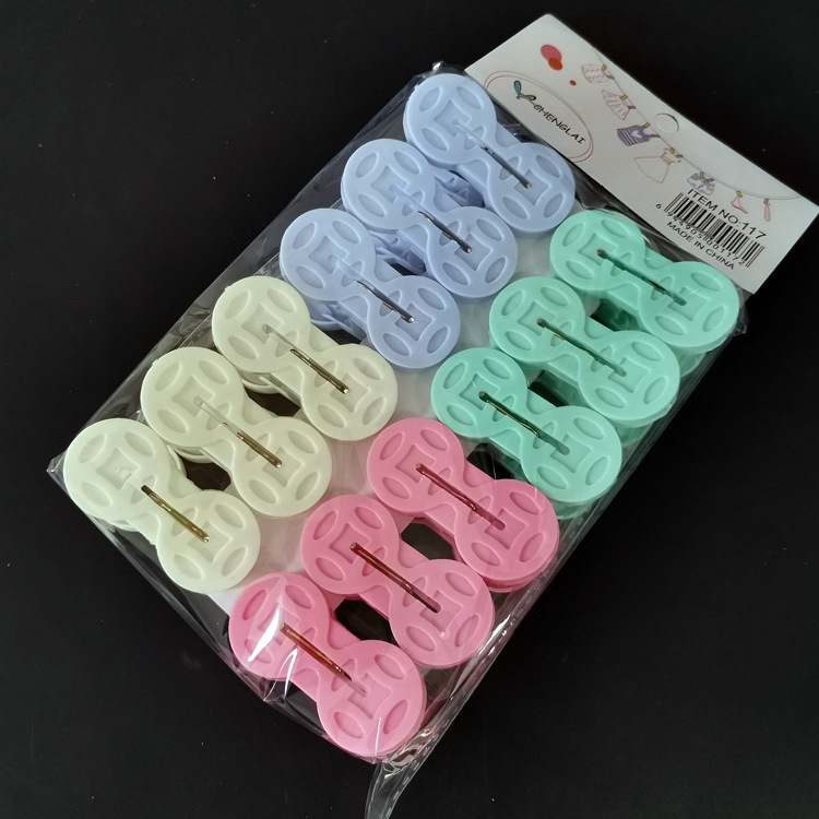 N2 222 117 # doble ronda 12 clips edredón clip de secado edredón de plástico clip de secado clip de almacenamiento 2 yuanes tienda
