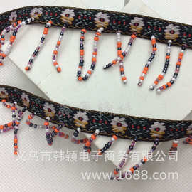 刺绣花边DIY波西米亚名族风提花织带吊珠钉珠服装配流苏手工刺绣