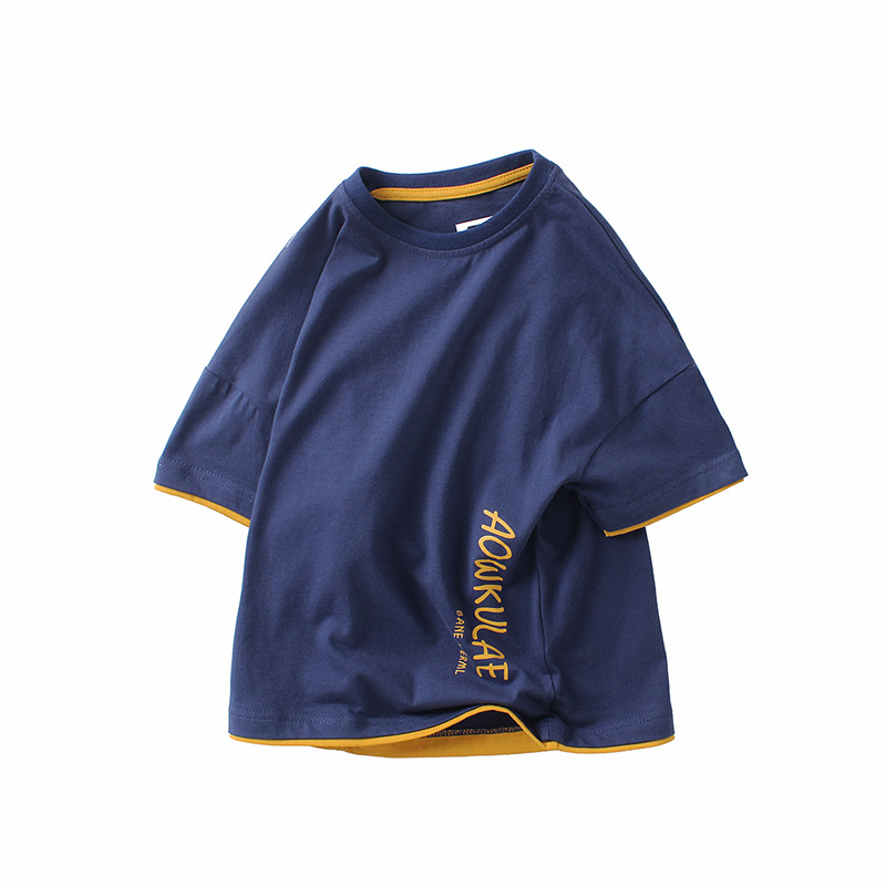 Ropa infantil de verano estilo coreano, nuevas camisetas para niños mayores, tops de algodón puro, camisetas de manga corta para niños, ropa infantil moderna al por mayor.