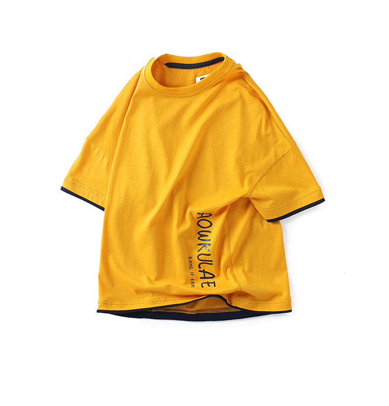 Ropa infantil de verano estilo coreano, nuevas camisetas para niños mayores, tops de algodón puro, camisetas de manga corta para niños, ropa infantil moderna al por mayor.