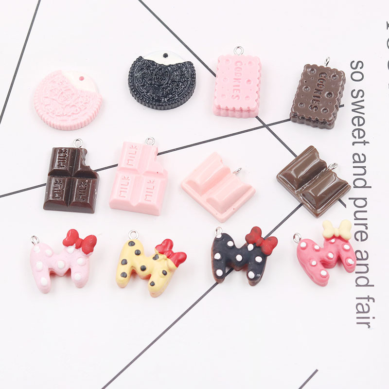 Resin Simulated Chocolate Ollie Biscuit M Biscuit Earrings Earrings Keychain Bag Pendant DIY Jewelry Accessories