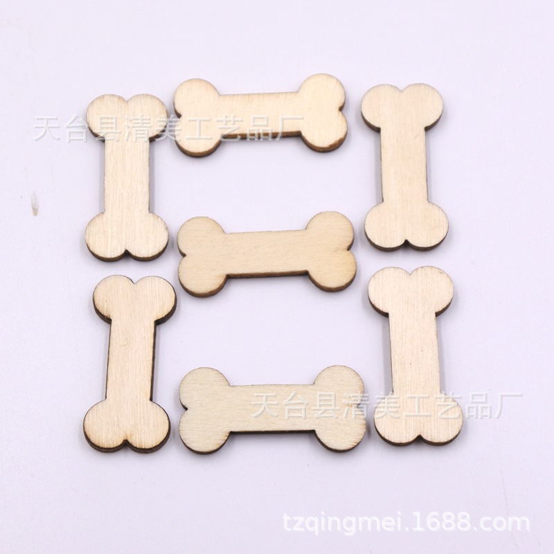 Botones de madera con forma de dibujos animados de bricolaje de hueso de perro 100/50 pcs en un paquete