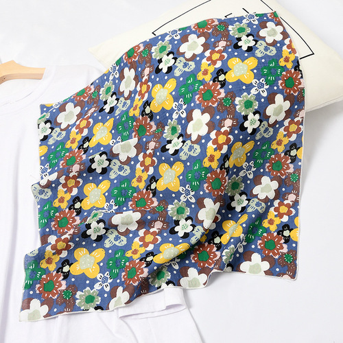 66% Cotton, 34% Rayon Women's Versatile Ins Small Square Scarf Retro Literary Daily Use Japanese Hairband