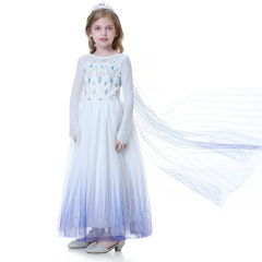 新商品のアナと雪の女王の2秋のモデルの艾莎の王女のスカートの白い女の子のワンピースのドレスのオーバー