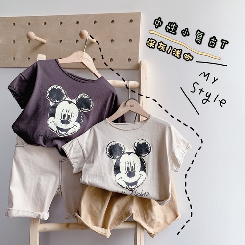 2024 Children's Clothing Summer New Products Children's Korean Summer Clothes Mickey Girls Short Sleeve T-Shirt 20062