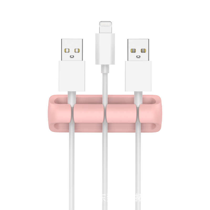 Enrollador de silicona cable de alimentación de escritorio Cable de almacenamiento de alambre clip de cable de datos organizador de cable Tarjeta de cable de soporte autoadhesivo