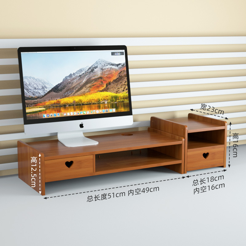 Pantalla de visualización de rack de almacenamiento de escritorio rack de aumento de altura de la computadora de Bambú