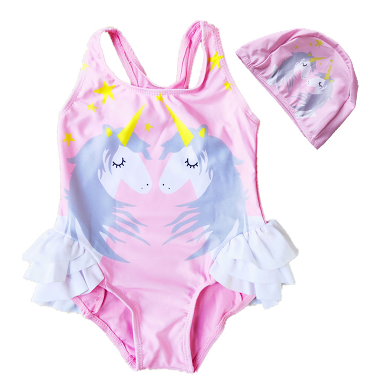 Verano niña lindo de una sola pieza triángulo traje de baño ins populares niños Swan traje de baño unicornio traje de baño