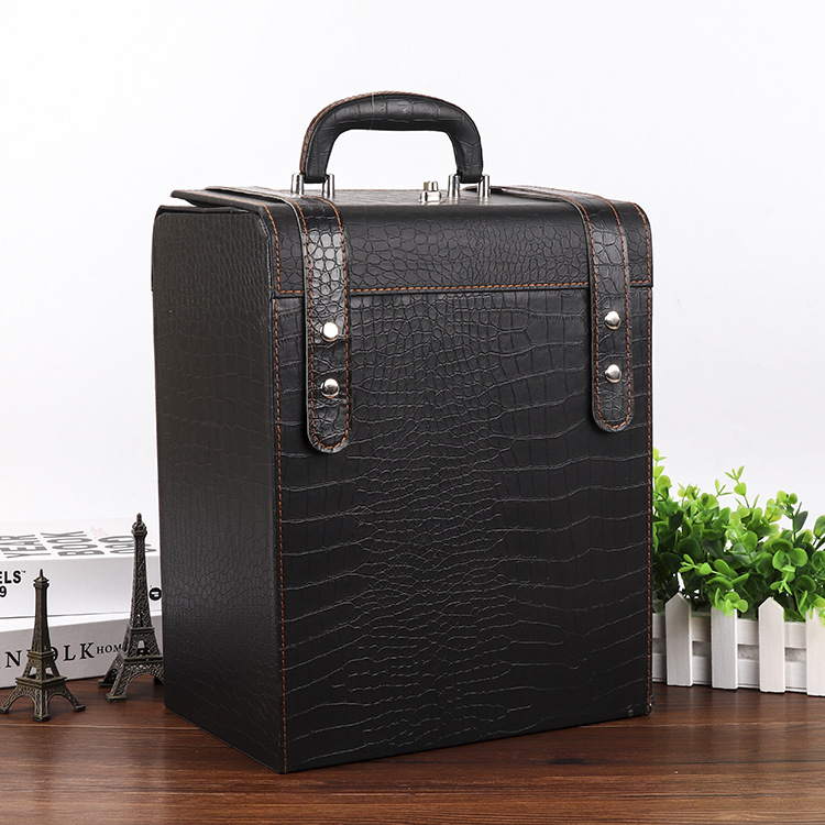 厂家批发批发六支红酒皮箱 鳄鱼纹葡萄酒礼盒 6瓶装洋酒皮盒