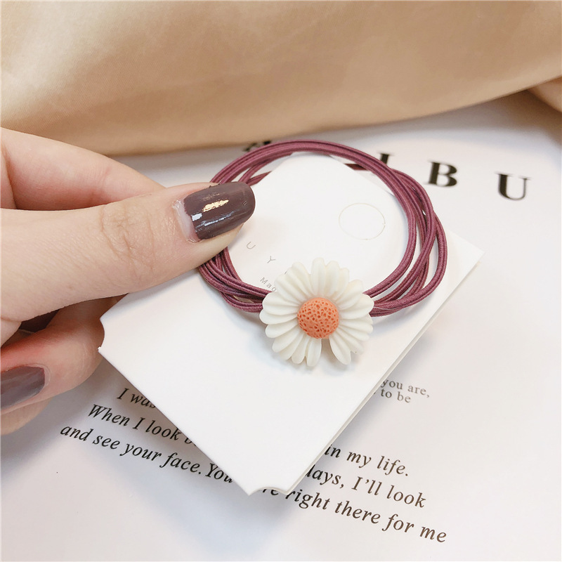 Notch margarita pequeña flor corda de cabello personalidad coreana de alta elasticidad corda de cabello roja pequeña cuerda de cabello fresca