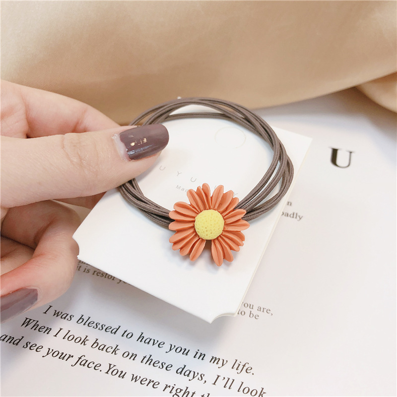 Notch margarita pequeña flor corda de cabello personalidad coreana de alta elasticidad corda de cabello roja pequeña cuerda de cabello fresca