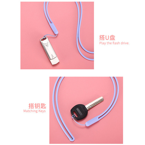 Liquid Silicone Phone Lanyard Long Necklace Hand Warmer Bluetooth Earphone Student ID Case Disinfection Bottle Holder