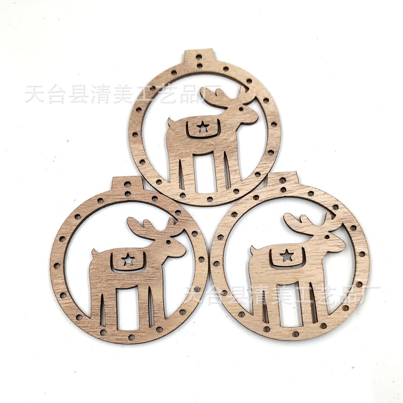 11 piezas de madera de paulownia de adornos navideños colgantes de dibujos animados creativos naturales 10 piezas en un paquete