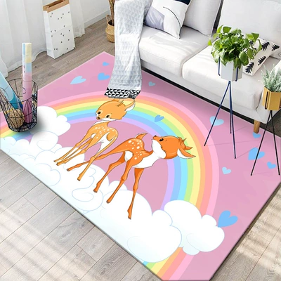 Avtomobil döşəmə paspasları — Cute Cartoon Floor Mat Girl - pink-rainbow-fawn-40x-60cm
