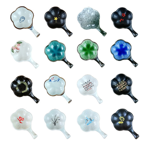 Wholesale porcelain inkstones, plum blossom plates, inkwell holders, ink basins, chopstick rests, and essential oil trays from foreign trade manufacturers.