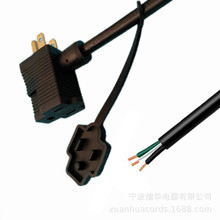 厂家供应 美规3芯背插转换头美标自锁一分二电源线Y型 美式延长线