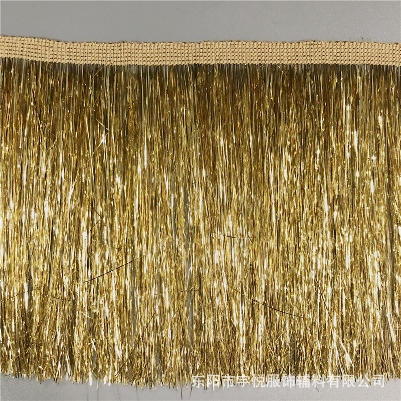 Factory direct supply 20cm rain silk performance clothing tassel polyester PET gold and silver thread row beard clothing festival daily necessities accessories