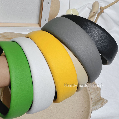 Headband for women, same style as the viral online influencer Xue Li, made of lychee skin material, French-style elegant wide-brimmed simple Korean headwear for outdoor use