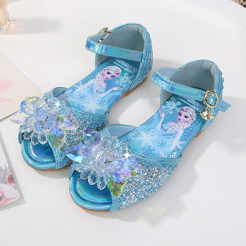 Детская обувь со стразами, мягкая подошва, детская обувь для маленькой девочки, обувь принцессы Эльзы, обувь для девочек, модные летние новые детские сандалии