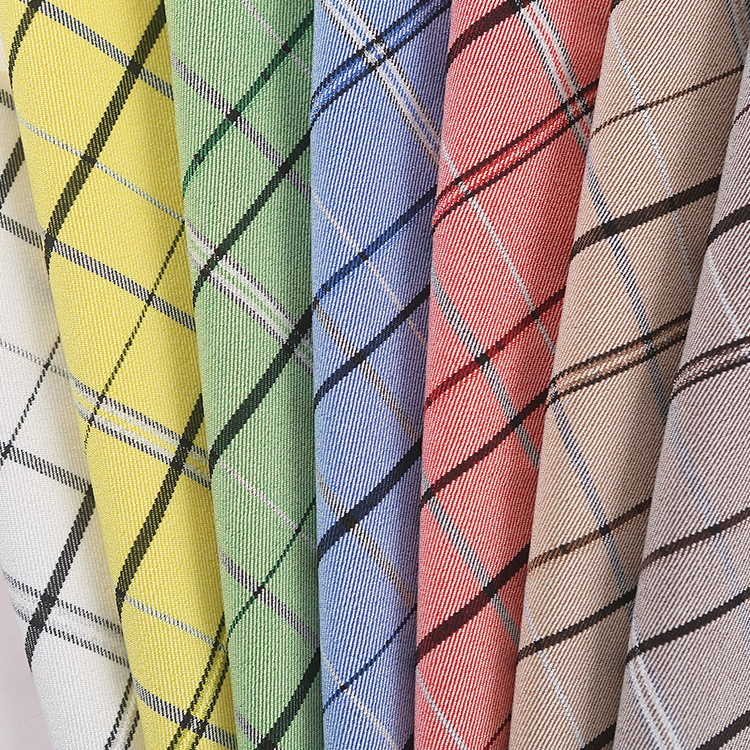 TR色织弹力格子布 金银丝亮丝时装面料 现货供应春夏女装西装布料