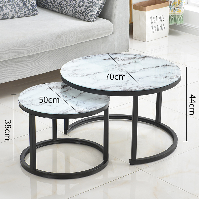 Mesa de centro para sala de estar, mesa nido de hierro forjado, moderna, sencilla, ligera y lujosa, adecuada para jóvenes, apartamento pequeño, mesa redonda extensible grande y pequeña.