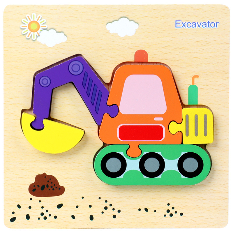 Bebé niños 1-2-3D años de edad la mitad de madera tridimensional rompecabezas bebé educación temprana inteligencia práctica mano ojo niños y niñas Juguetes