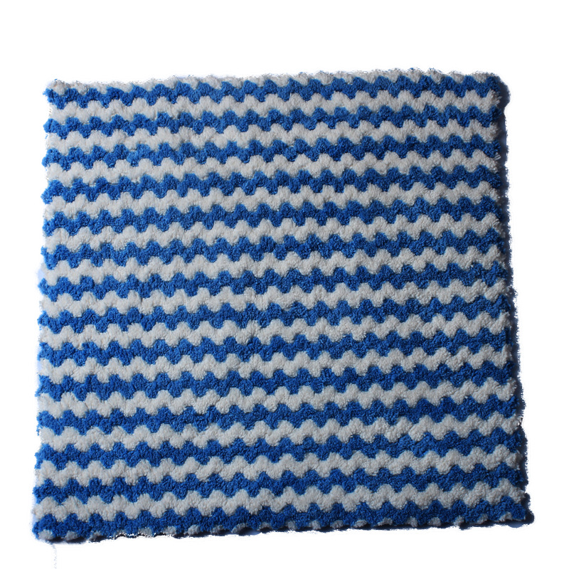 Colorido de doble cara polar paño absorbente paño no fácil de pegar aceite perezoso trapo fregado almohadilla de limpieza de la cocina paño de mano