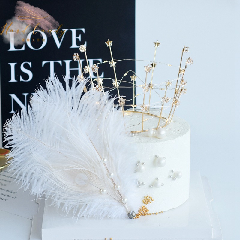 Feather cake decoration new ins ostrich pearl pearl feather baking…