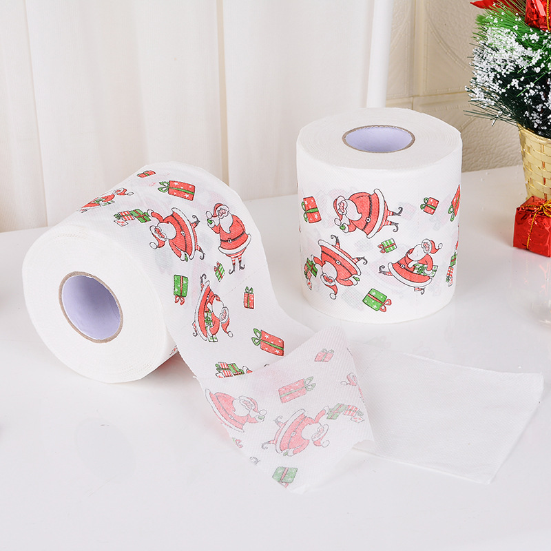 Christmas printing pattern roll paper Santa Claus toilet paper foreign trade gifts Christmas tissue