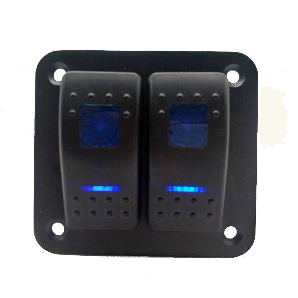 2位面板船形开关汽车改装车翘板开关轮船房车开关带灯接线端子24A