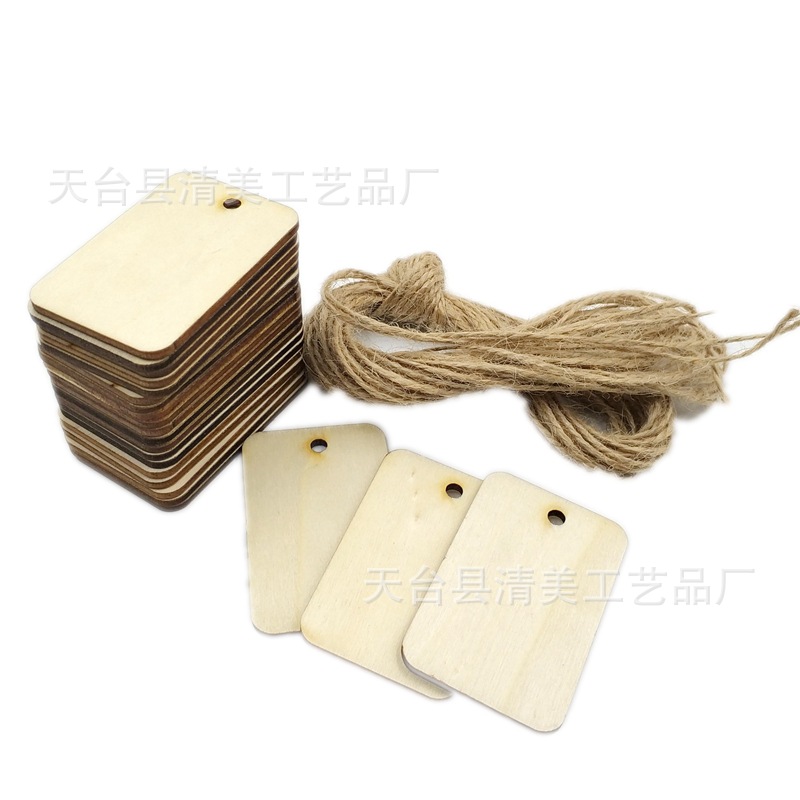 Colgante rectangular redondeado de madera con agujeros, decoración pintada de bricolaje, colgante de madera rectangular redondeado