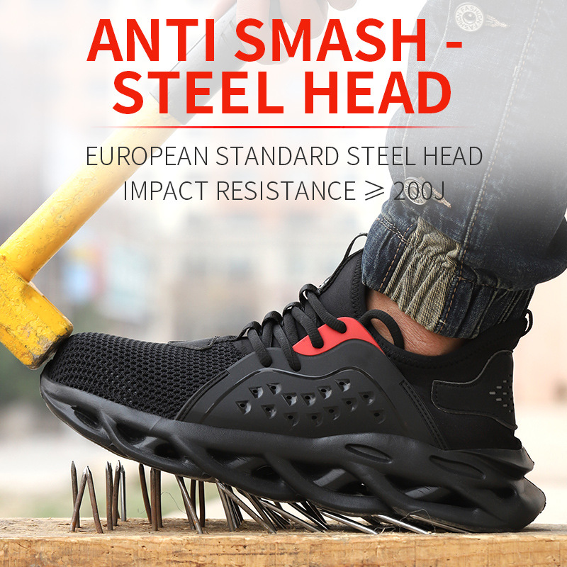 Transfronterizos zapatos de protección transpirable malla de verano de los hombres zapatos de seguridad ligeros zapatos de trabajo zapatos de seguridad