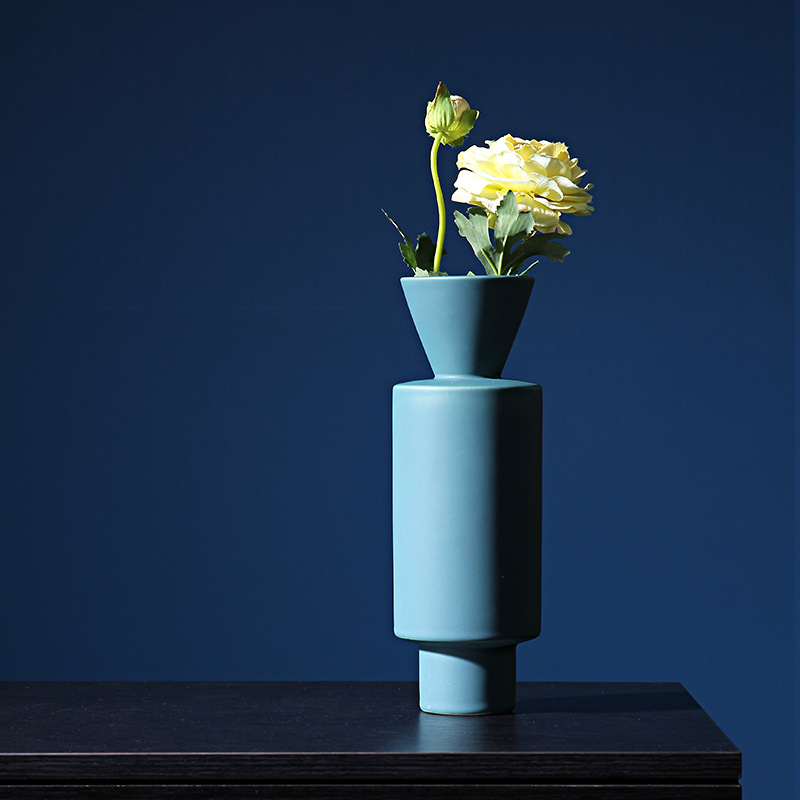 Nordic morandi geométrica simple florero de cerámica creativa sala estar casera suave arreglo floral decoración al por mayor