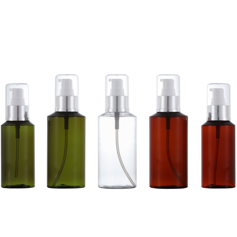 En stock al por mayor PET plástico loción prensa botella plata brillante cubierta completa bomba cabeza cosméticos sub-botella Xumin material de embalaje image 6