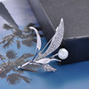 High-end zirconium, brooch, crystal, fresh cleaner from pearl, elegant clothing lapel pin, accessory, Korean style